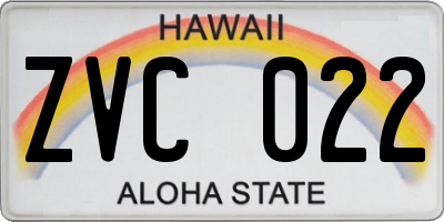 HI license plate ZVC022