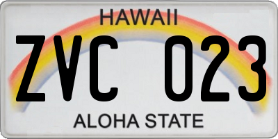 HI license plate ZVC023
