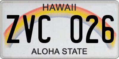 HI license plate ZVC026