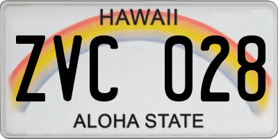 HI license plate ZVC028