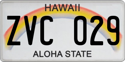 HI license plate ZVC029