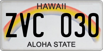 HI license plate ZVC030