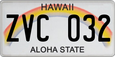HI license plate ZVC032