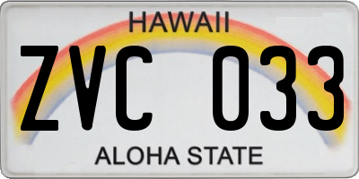 HI license plate ZVC033
