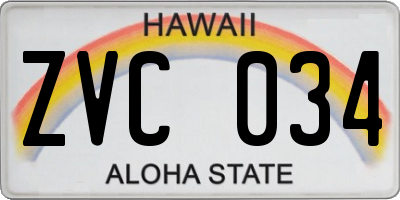 HI license plate ZVC034