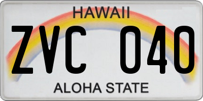 HI license plate ZVC040