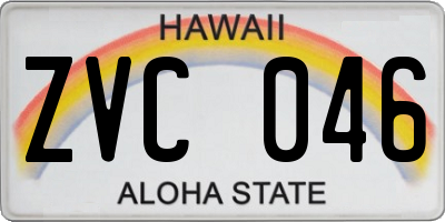 HI license plate ZVC046