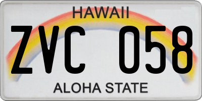 HI license plate ZVC058