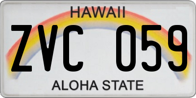 HI license plate ZVC059