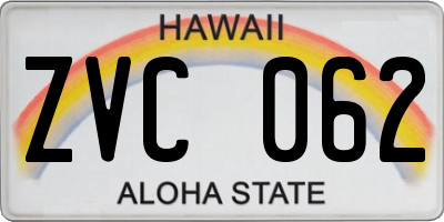HI license plate ZVC062