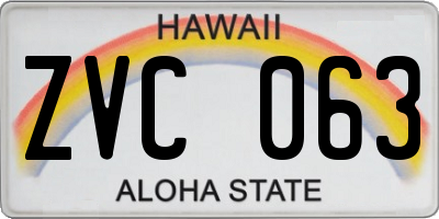 HI license plate ZVC063