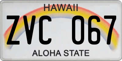 HI license plate ZVC067