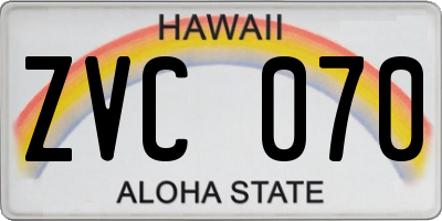HI license plate ZVC070