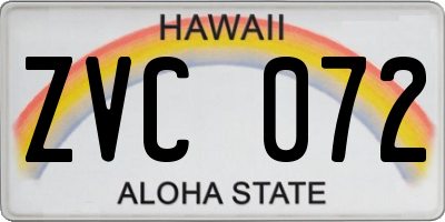 HI license plate ZVC072