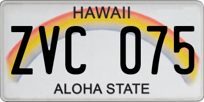 HI license plate ZVC075