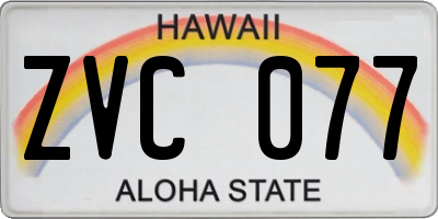 HI license plate ZVC077