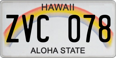 HI license plate ZVC078