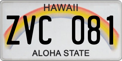 HI license plate ZVC081