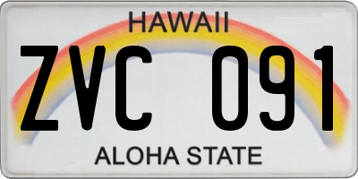 HI license plate ZVC091