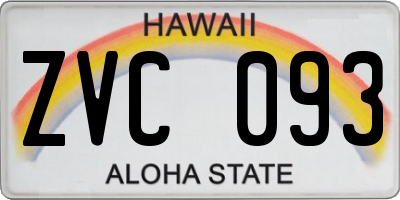 HI license plate ZVC093