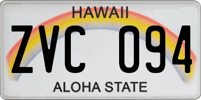 HI license plate ZVC094