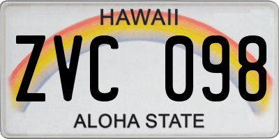 HI license plate ZVC098
