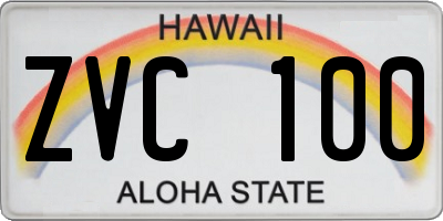 HI license plate ZVC100