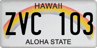 HI license plate ZVC103