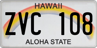 HI license plate ZVC108