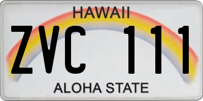 HI license plate ZVC111