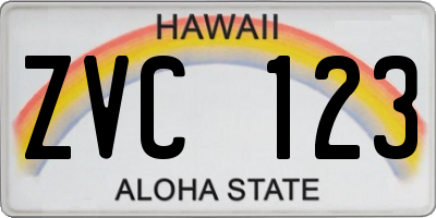 HI license plate ZVC123