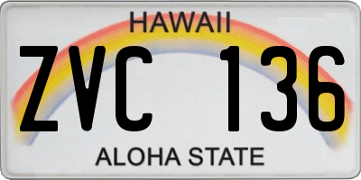 HI license plate ZVC136