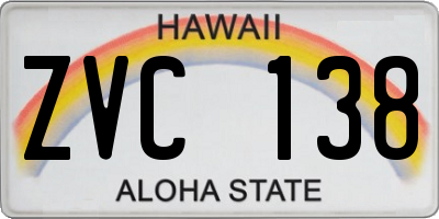 HI license plate ZVC138