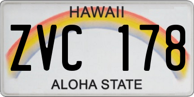 HI license plate ZVC178