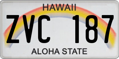 HI license plate ZVC187