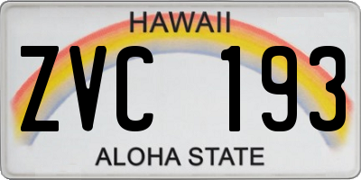 HI license plate ZVC193