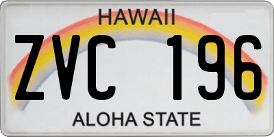 HI license plate ZVC196