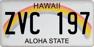 HI license plate ZVC197