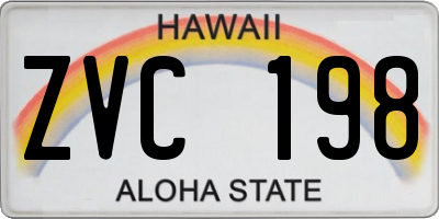 HI license plate ZVC198
