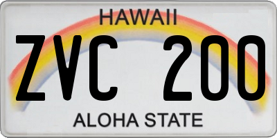 HI license plate ZVC200