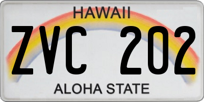 HI license plate ZVC202