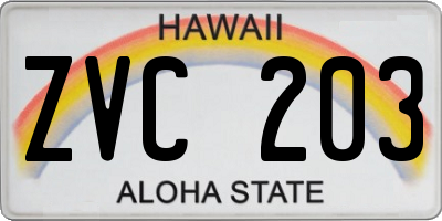 HI license plate ZVC203