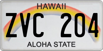 HI license plate ZVC204