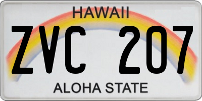 HI license plate ZVC207
