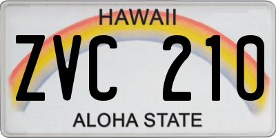 HI license plate ZVC210