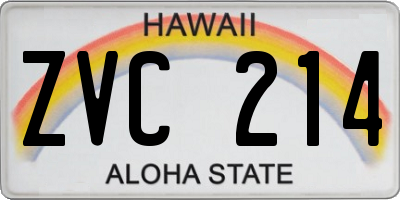 HI license plate ZVC214
