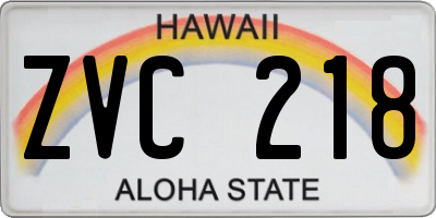 HI license plate ZVC218