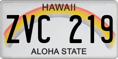 HI license plate ZVC219