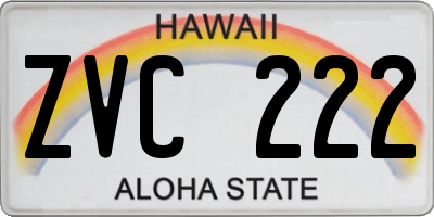 HI license plate ZVC222