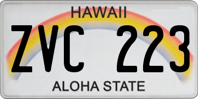 HI license plate ZVC223